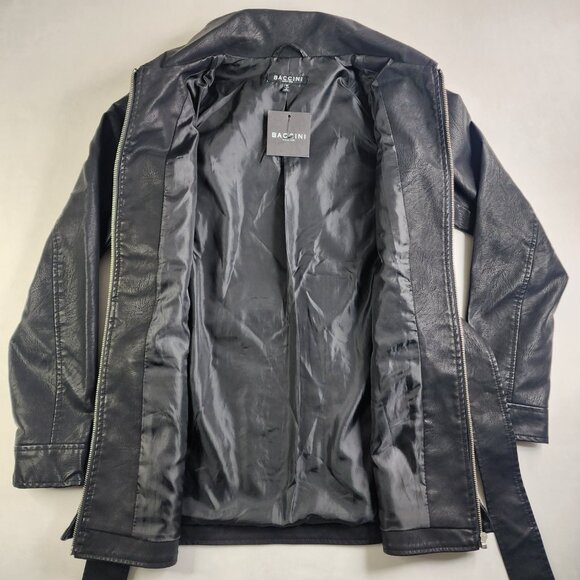 Baccini Faux Leather Jacket Woman's Black Size Medium Full Zip Pockets NWT - Picture 5 of 12